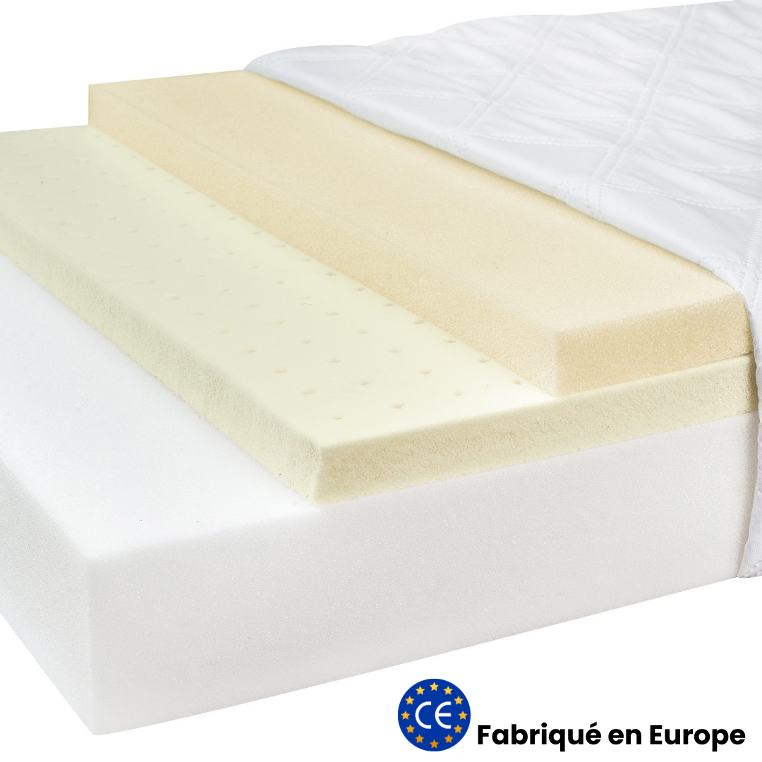Matelas bébé 60x120cm - Mousse & latex à mémoire de forme