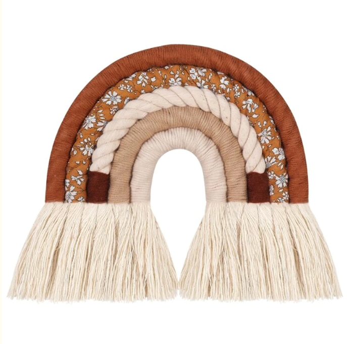 Décoration murale chambre bébé - Arc-en-ciel macramé Liberty Terracotta