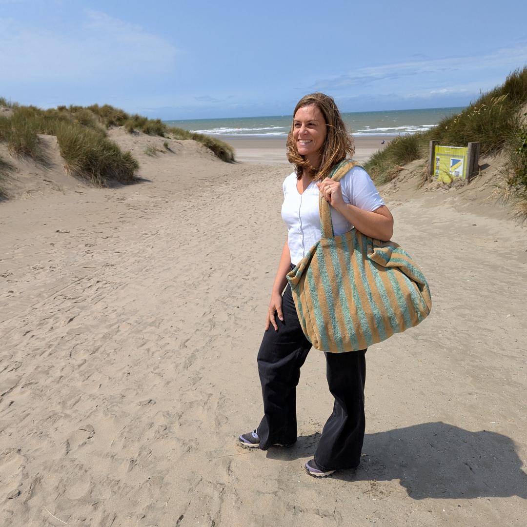 Sac cabas éponge XL - Romarin & camel