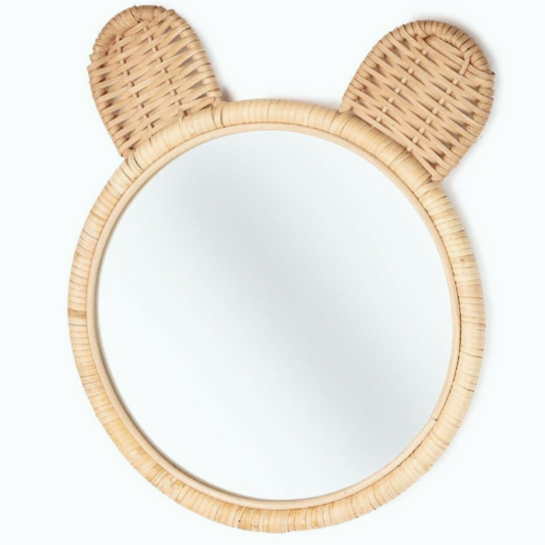 Miroir rond rotin