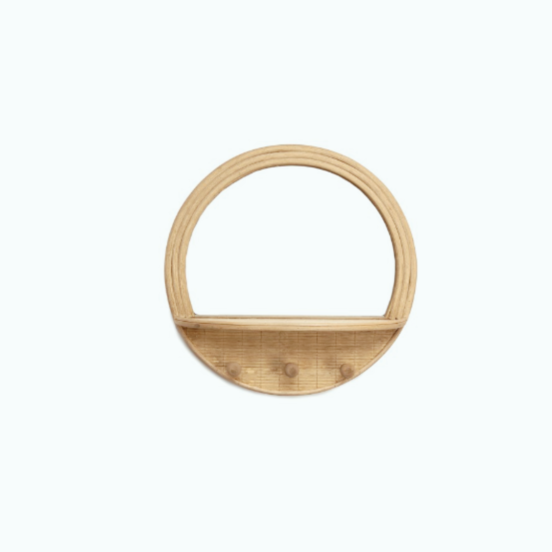 Miroir rond rotin