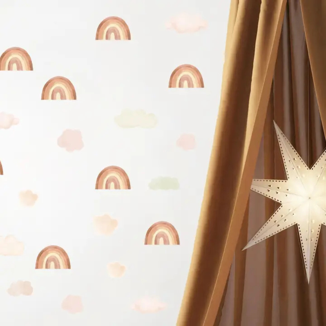 Sticker arc-en-ciel terracotta & nuage beige
