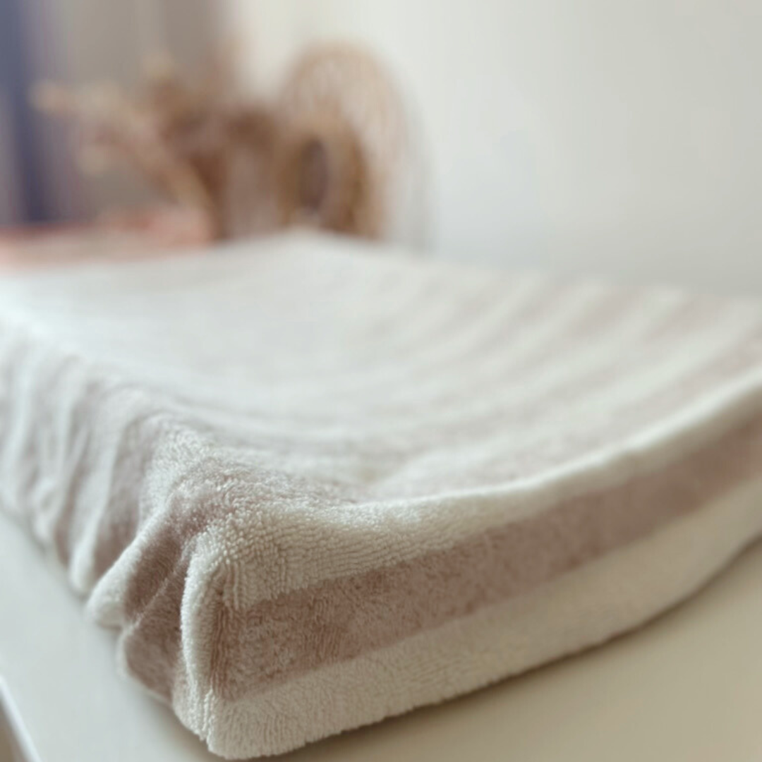 Housse matelas à langer éponge Beige & écru