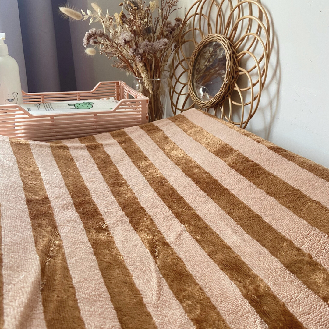 Housse matelas à langer éponge Caramel & rose
