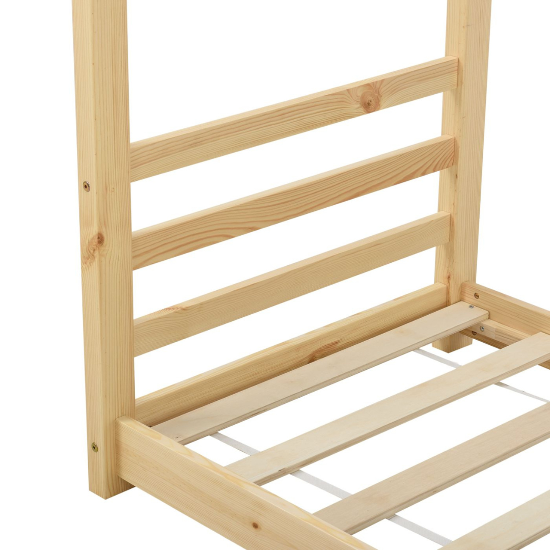 Lit cabane Montessori en bois naturel - 80x160cm