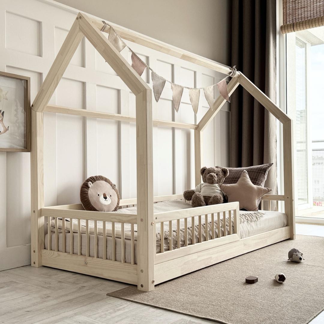 Lit cabane Montessori avec barrière Pia 80x160cm