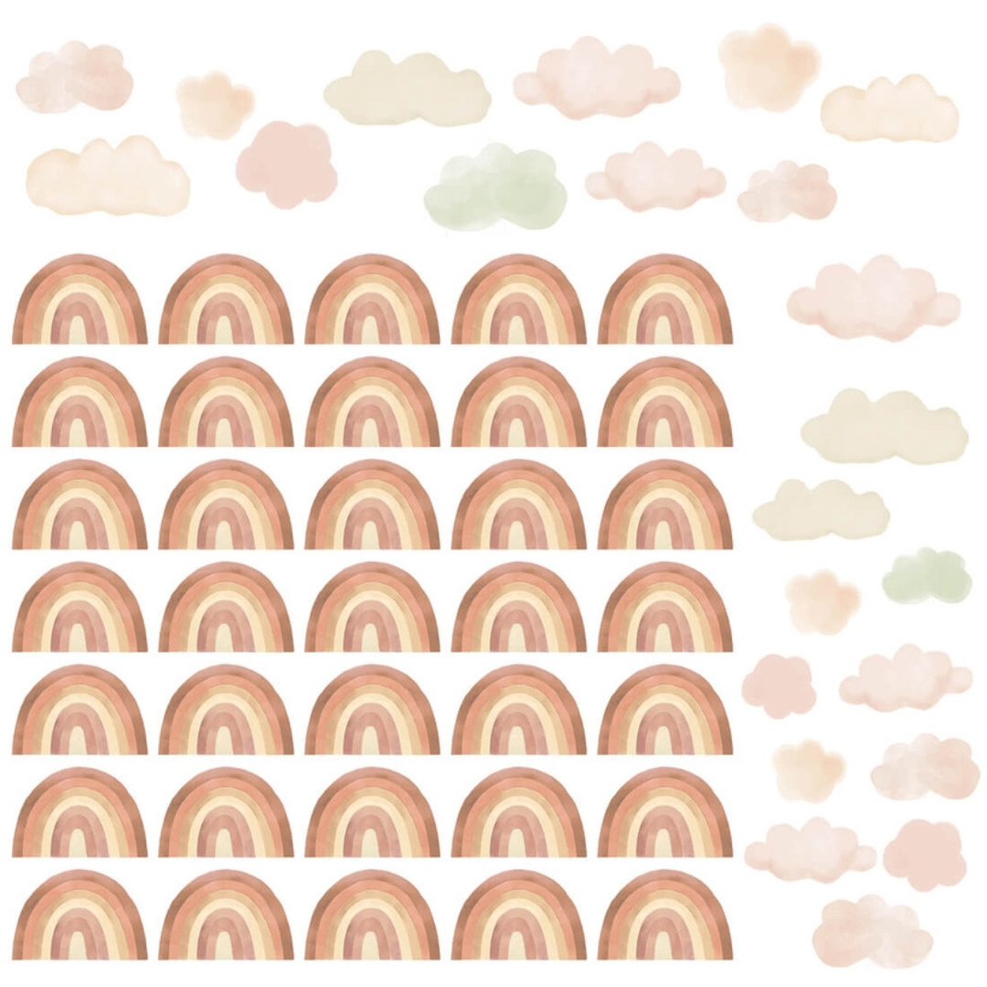Sticker arc-en-ciel terracotta & nuage beige