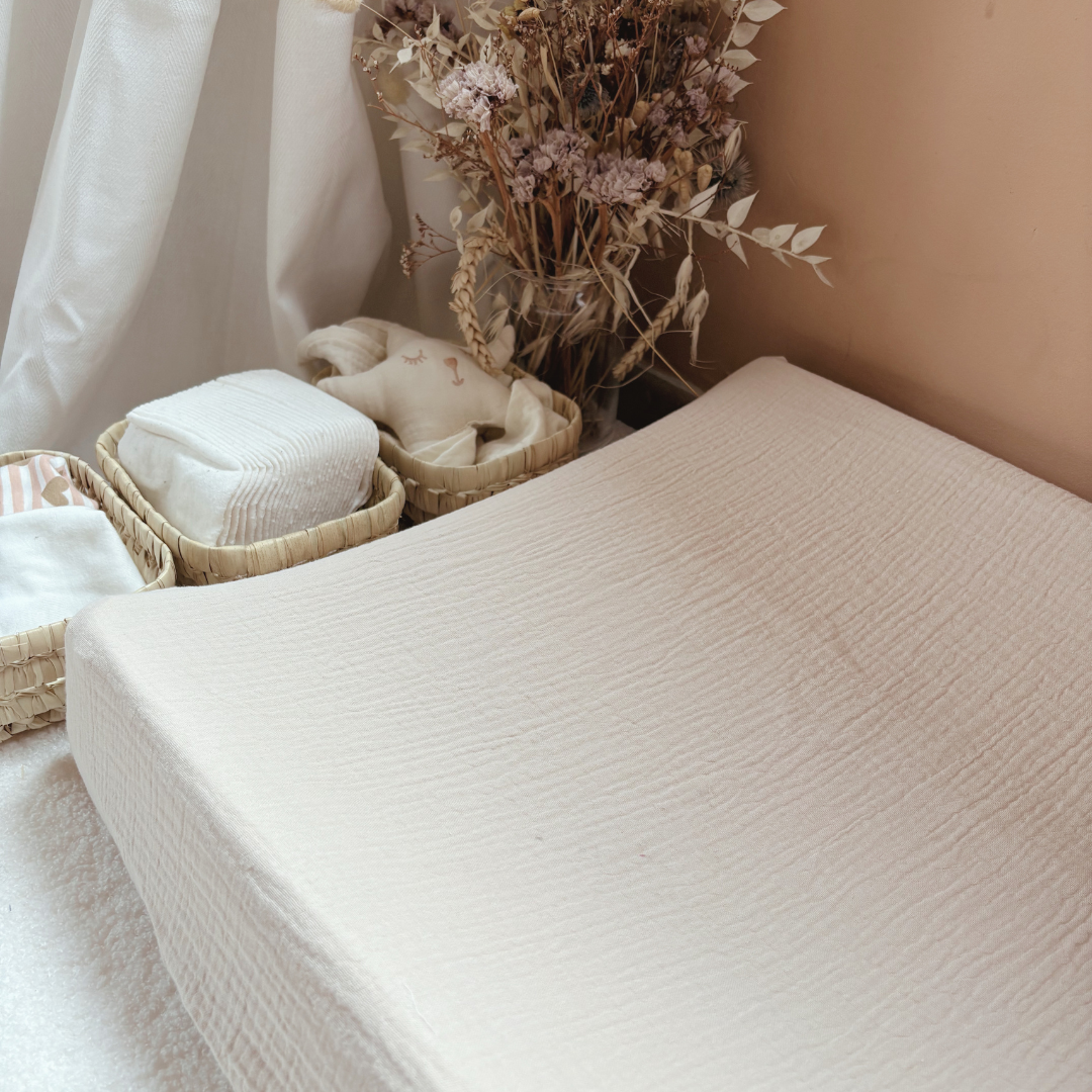 Housse matelas à langer Double gaze BIO Beige