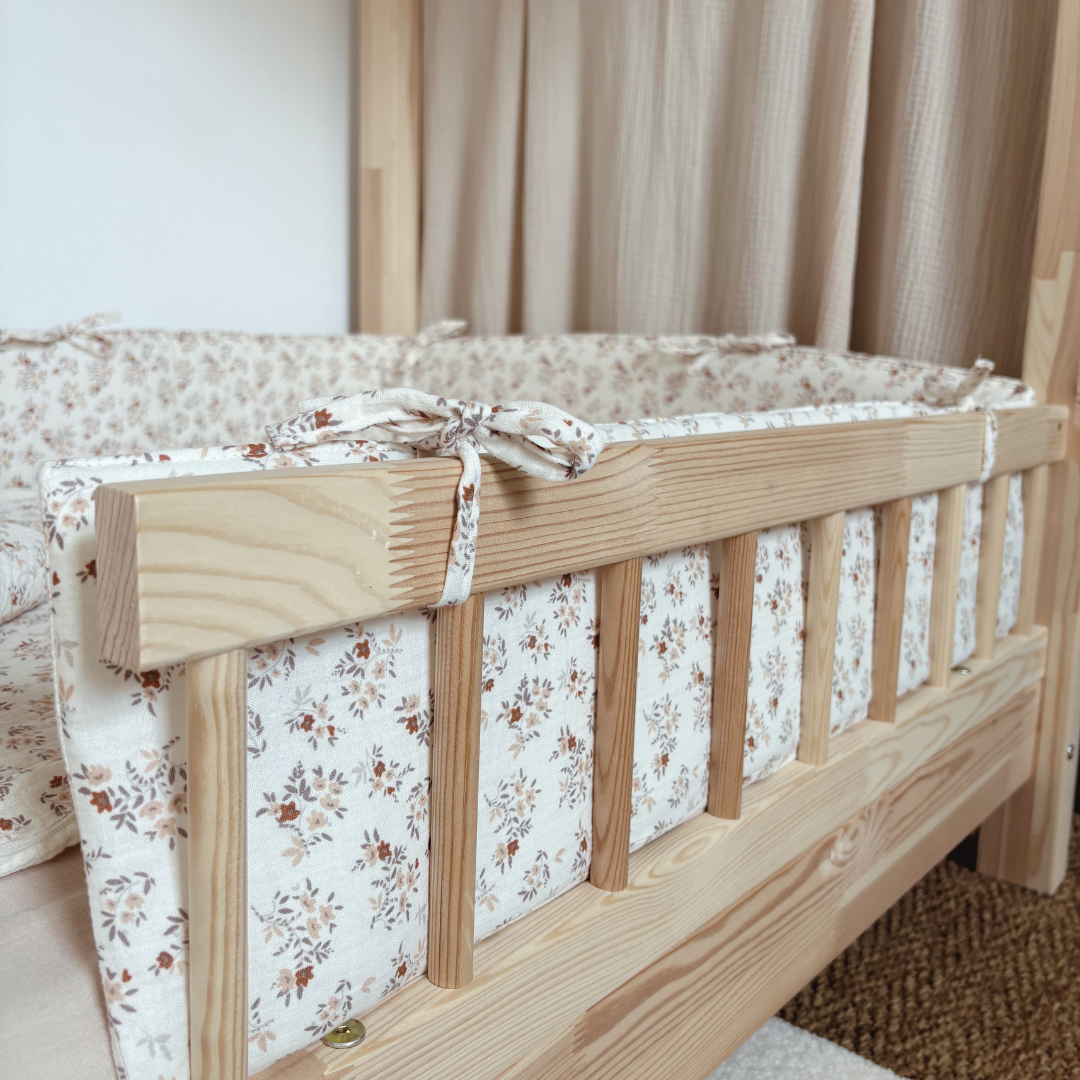 Tour de lit cabane double gaze fleuri Nina