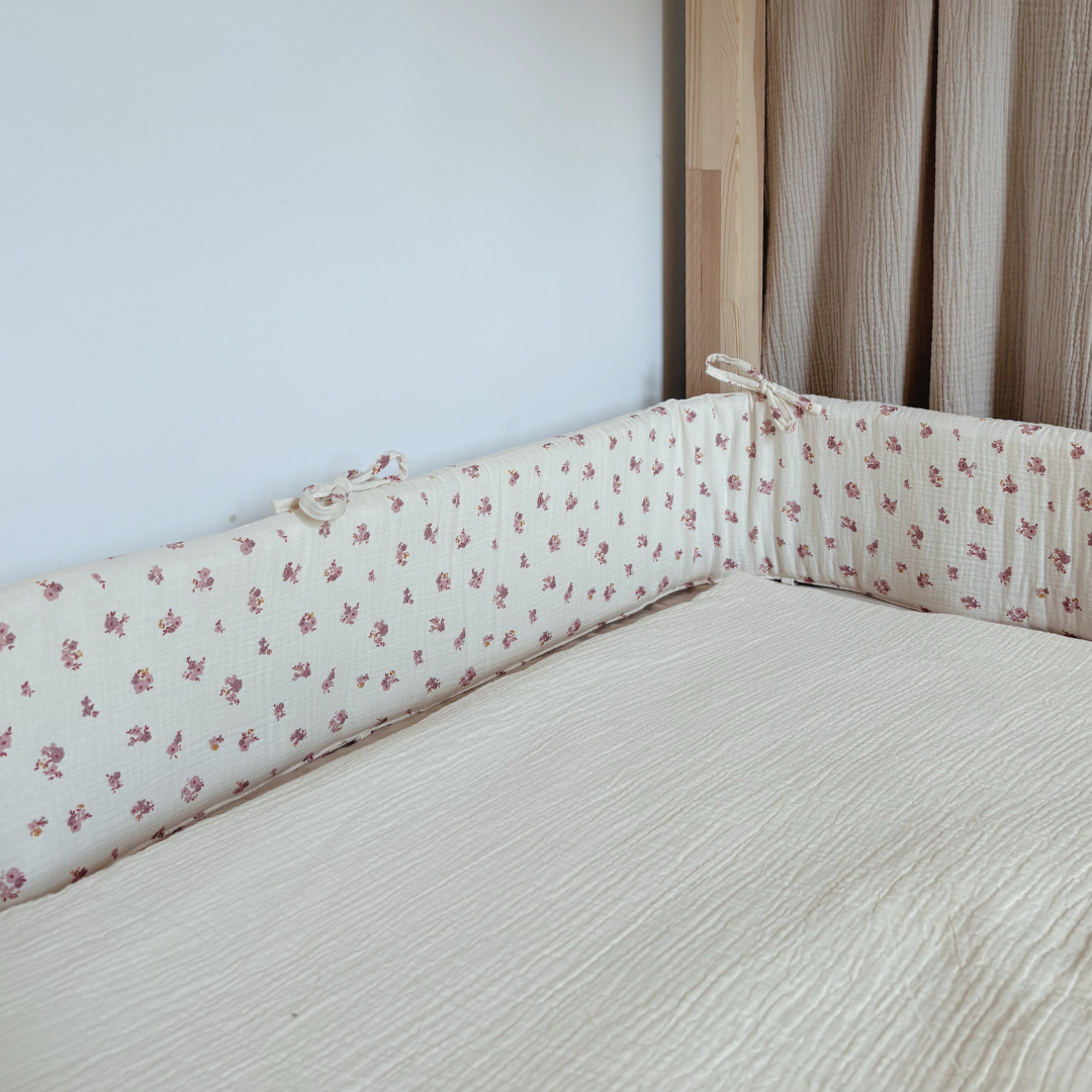 Tour de lit cabane double gaze fleuri Hava