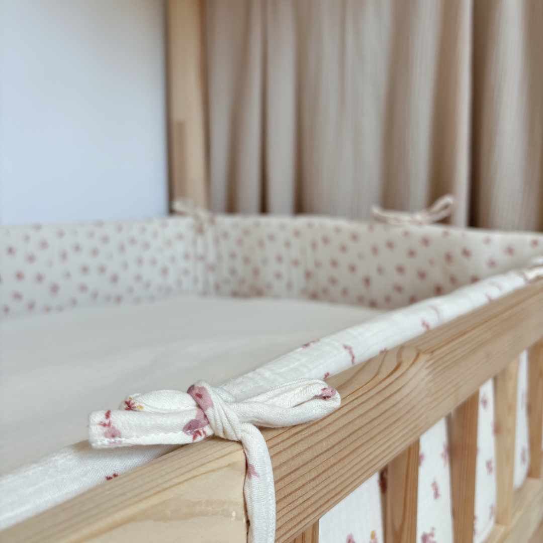 Tour de lit cabane double gaze fleuri Hava