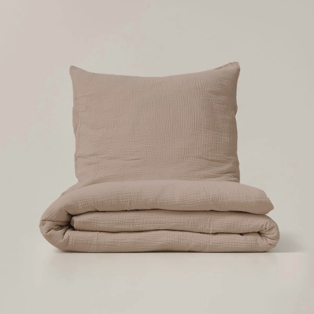 Housse de couette mousseline Beige