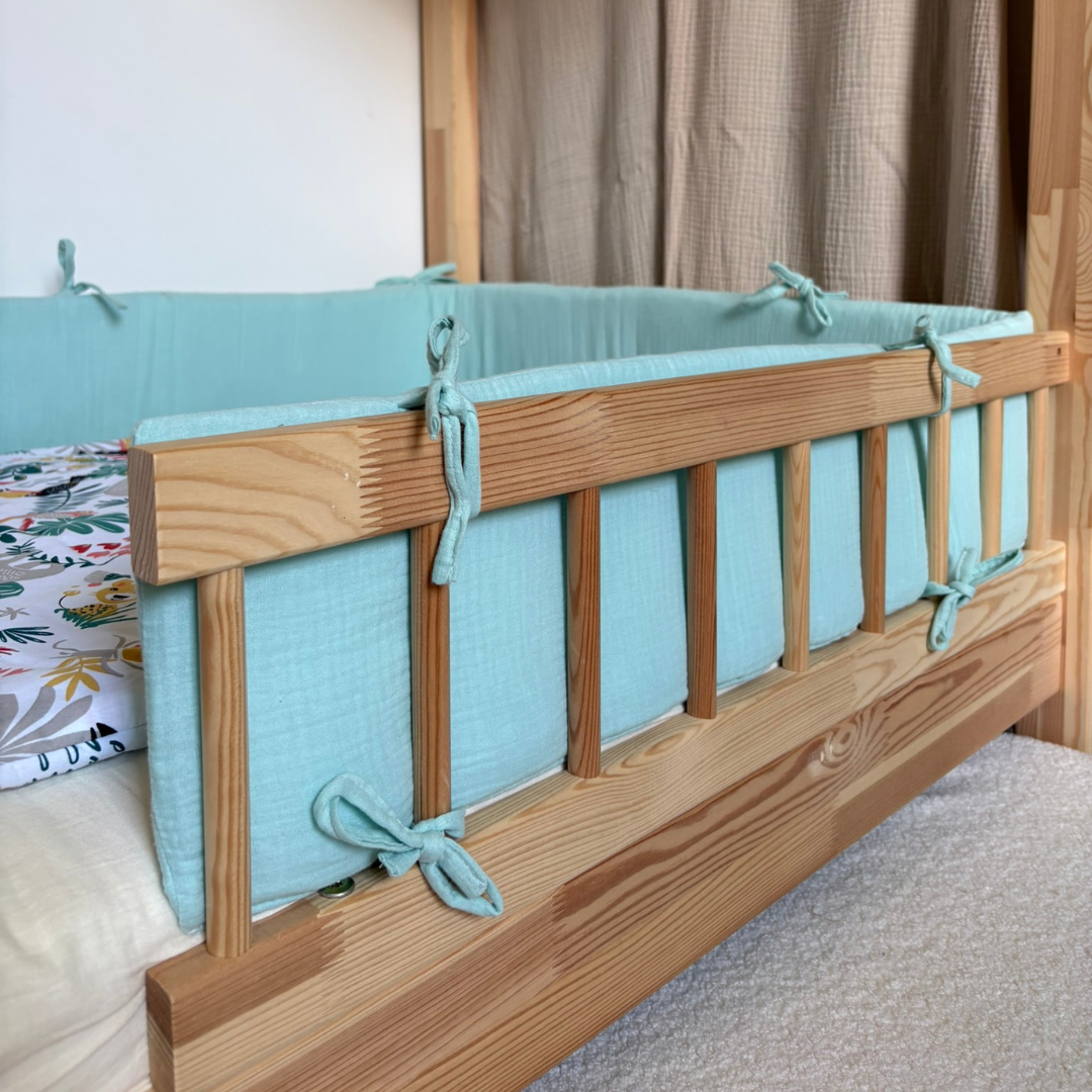 Tour de lit cabane double gaze vert menthe