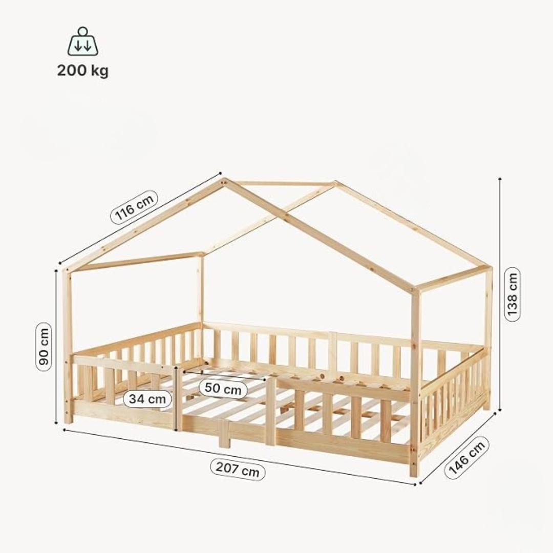Groot tweepersoons kajuitbed met slagboom - 140x200cm - Wit