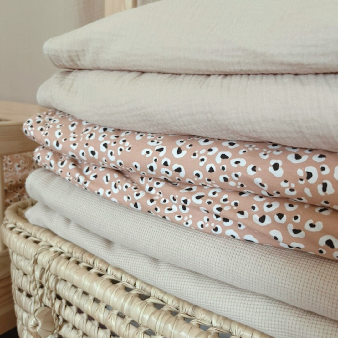 Kinderdubbelgaas geruite deken Beige