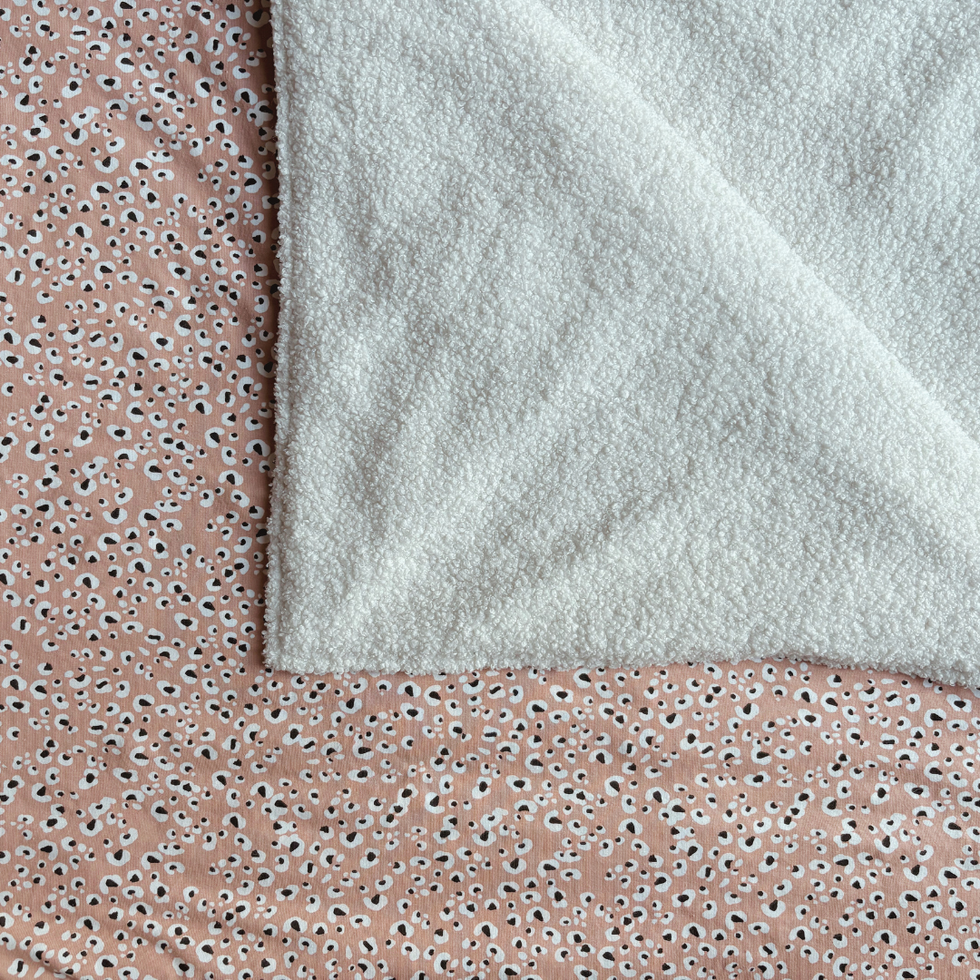 Kinderdubbelgaas geruite deken Beige