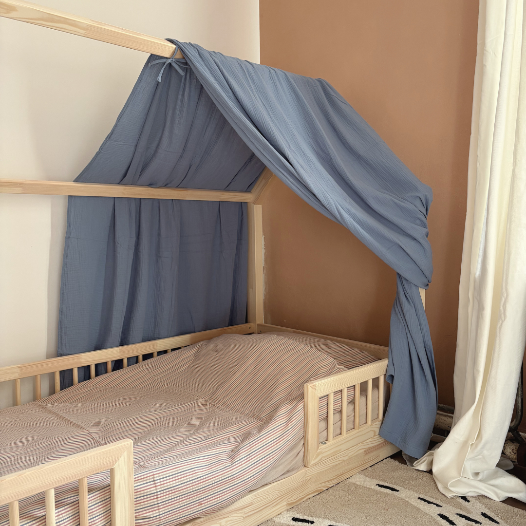 Ciel de lit cabane Bleu jean