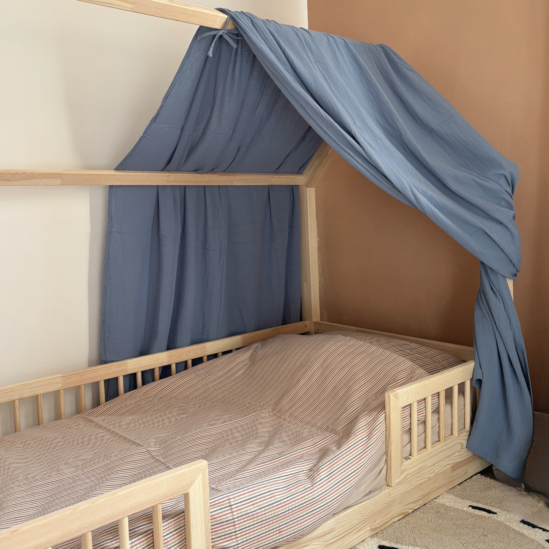 Ciel de lit cabane Bleu jean