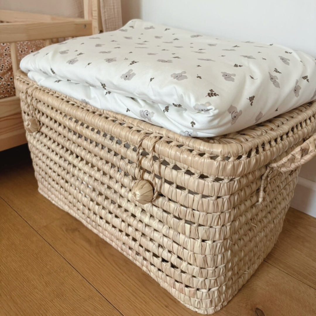 Kinderdubbelgaas geruite deken Beige