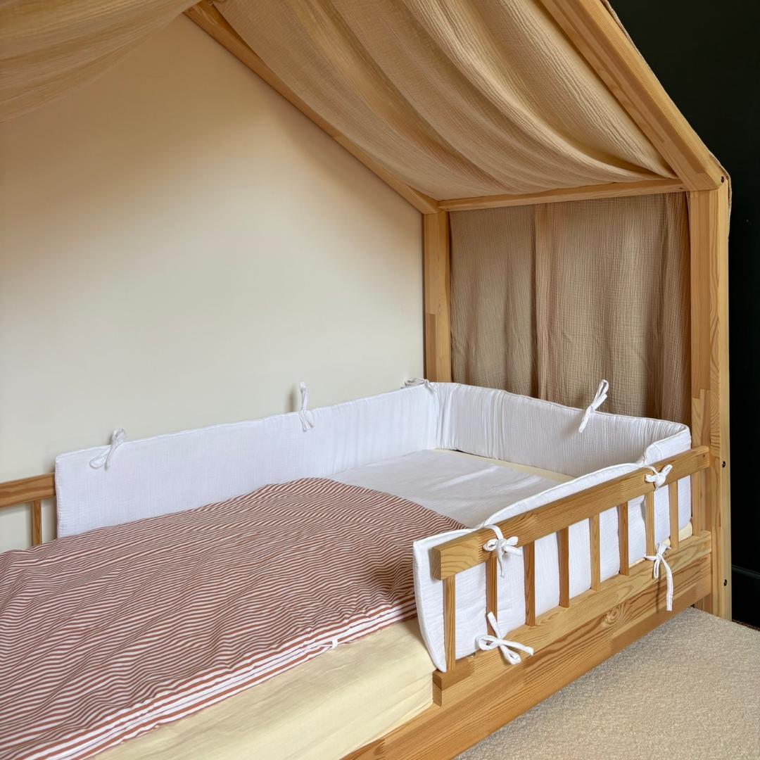 Tour de lit cabane double gaze Blanc