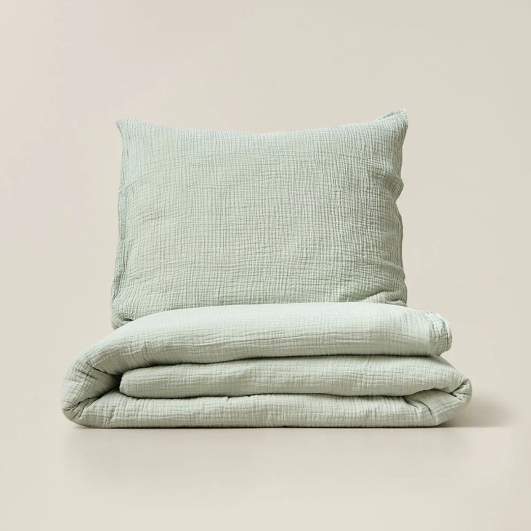 Housse de couette mousseline Vert d&