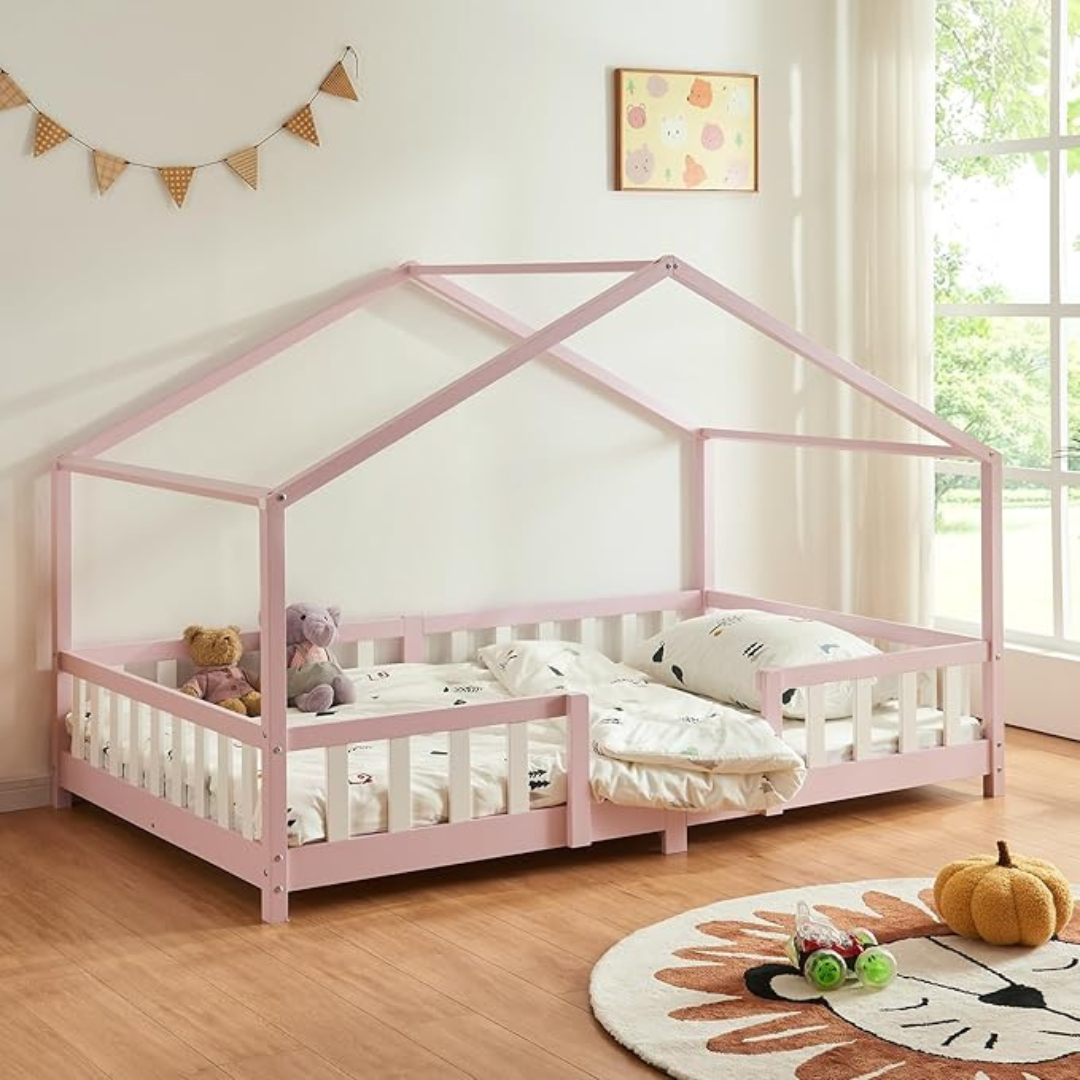 Cabinebed met slagboom - 90x200 cm - Roze