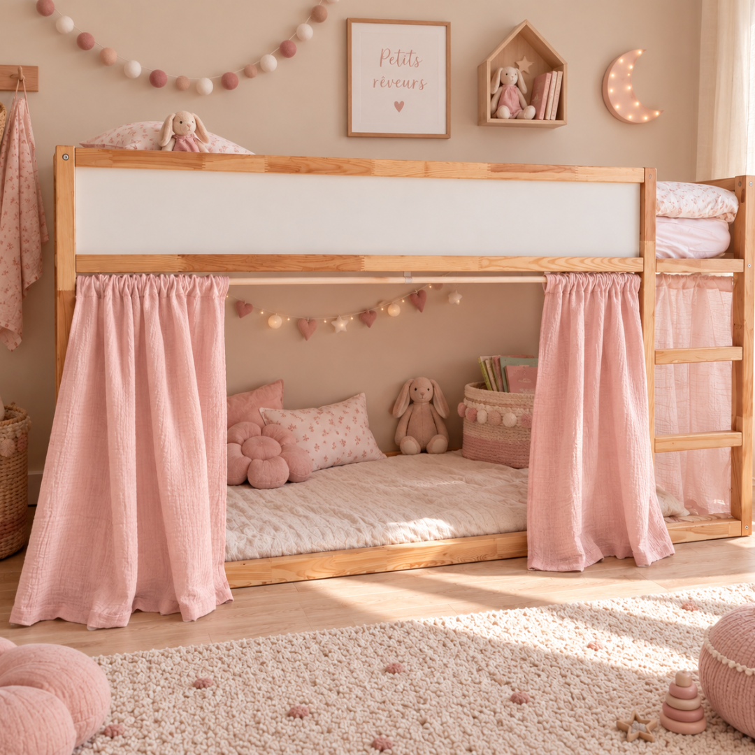 Rideaux lit Kura IKEA - Rose Blush