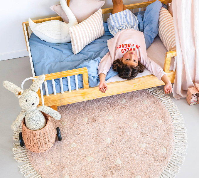 Tapis enfant cœur Ecru & Rose