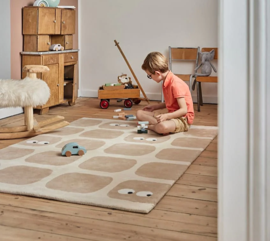 Tapis enfant Beige motif Yeux