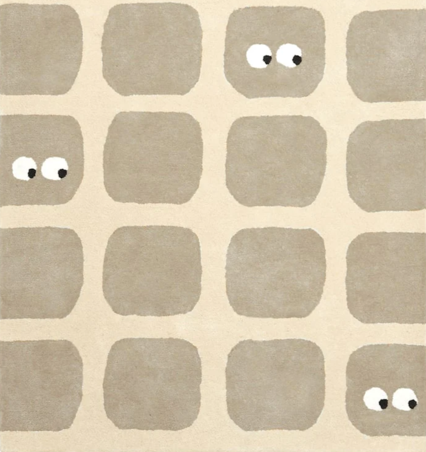 Tapis enfant Beige motif Yeux