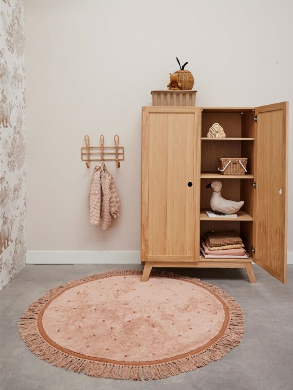 Tapis enfant rose à petits pois rose