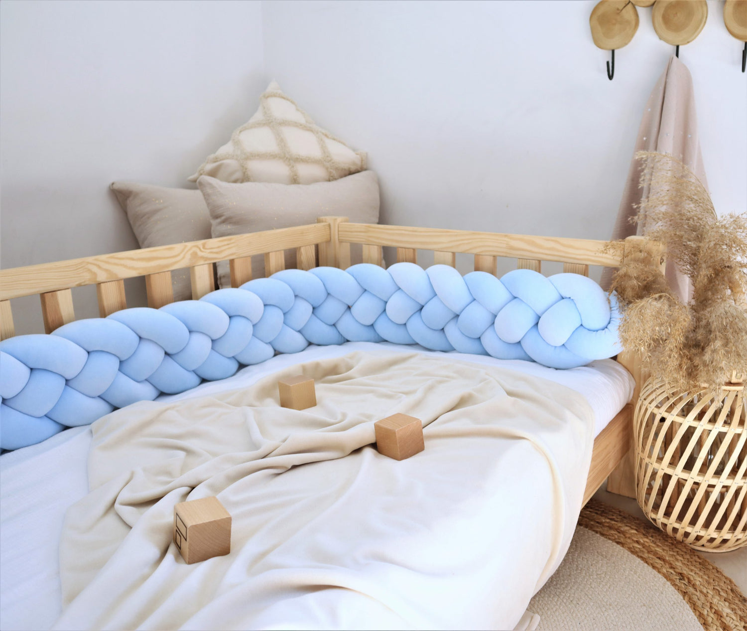 Tresse de lit 4 brins Bleu ciel 240cm