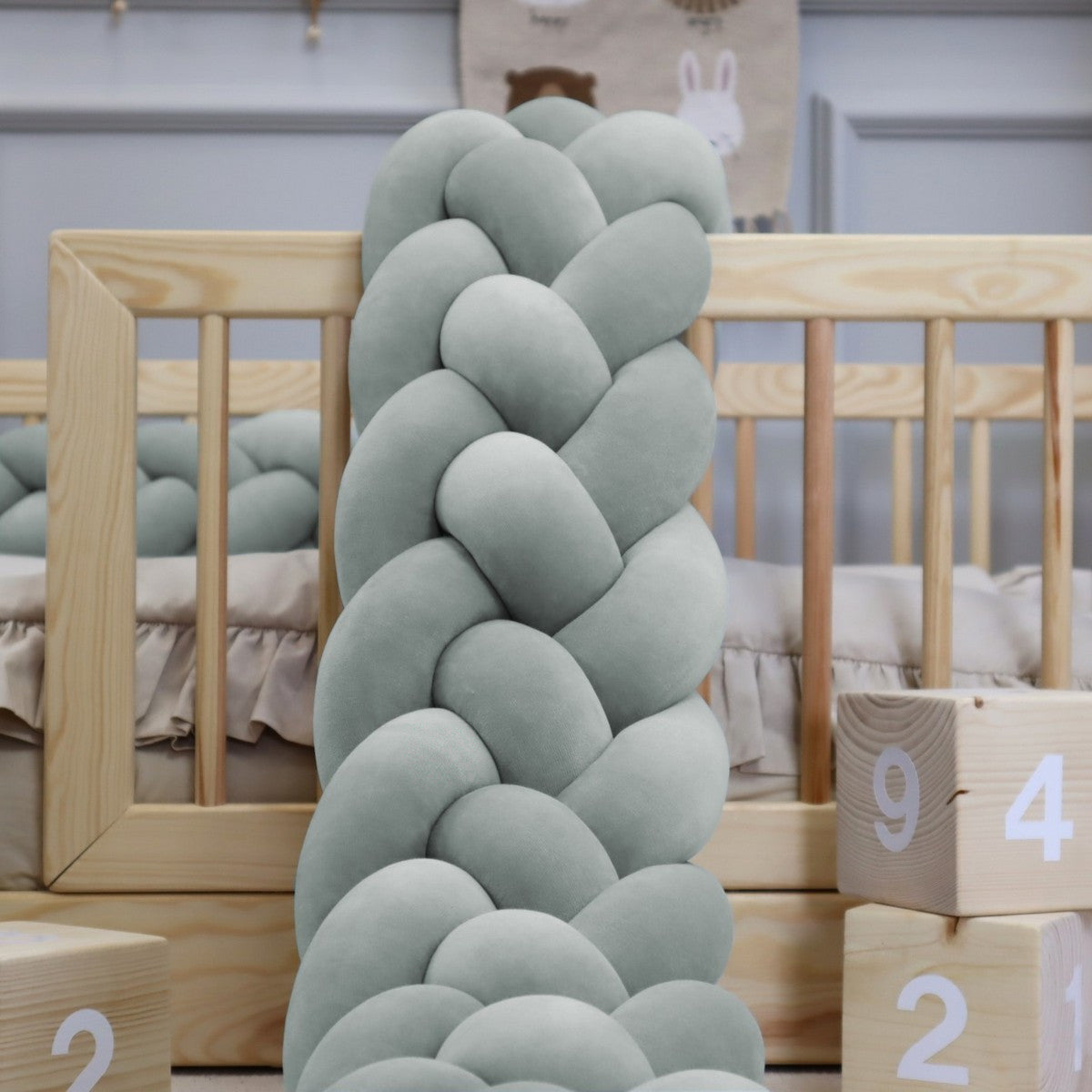 Tresse de lit 4 brins Vert sauge 240cm