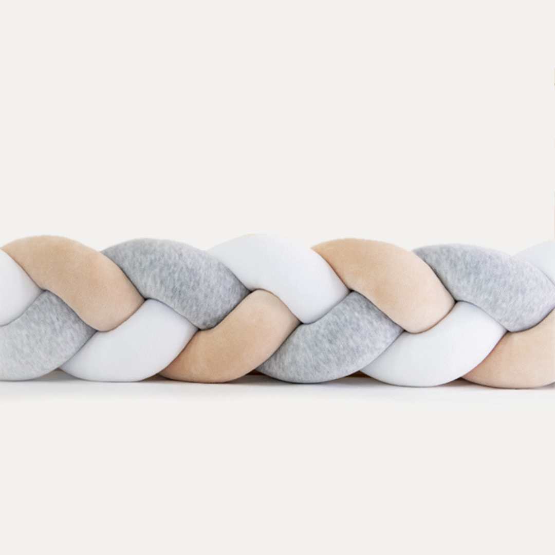Tresse de lit beige blanc & gris 300cm