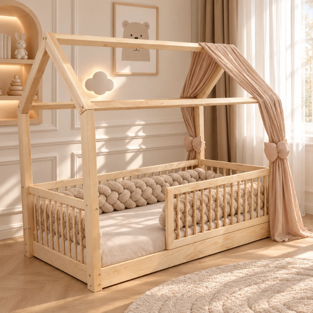 Tresse de lit 4 brins Teddy bouclette Beige
