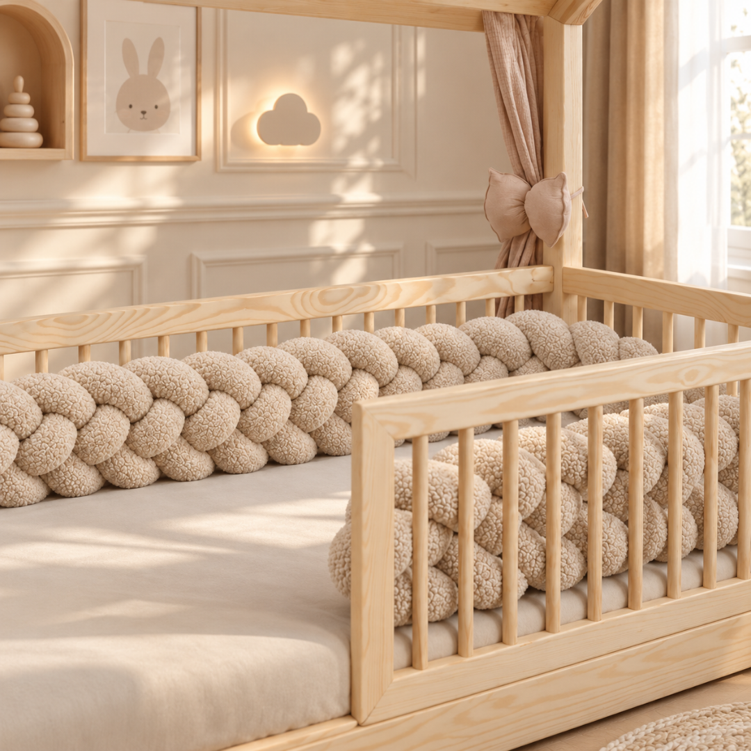 Tresse de lit 4 brins Teddy bouclette Beige