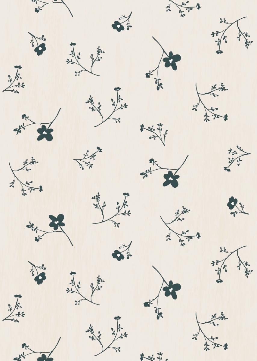 Papier peint chambre enfant Fleurs - Blanc & Bleu
