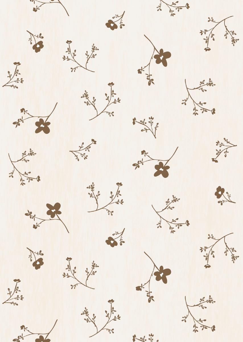 Papier peint chambre enfant Fleurs - Blanc & Marron