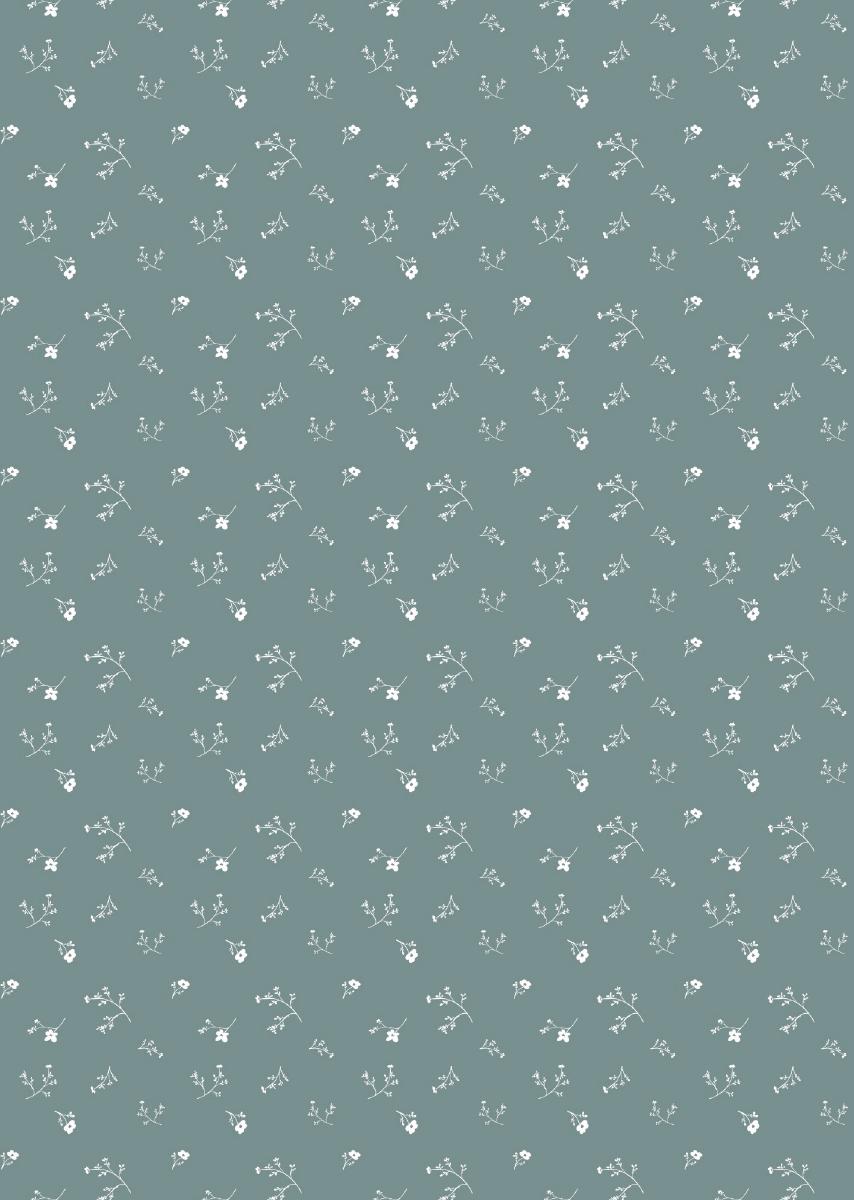 Papier peint chambre enfant Fleurs - Bleu & Blanc