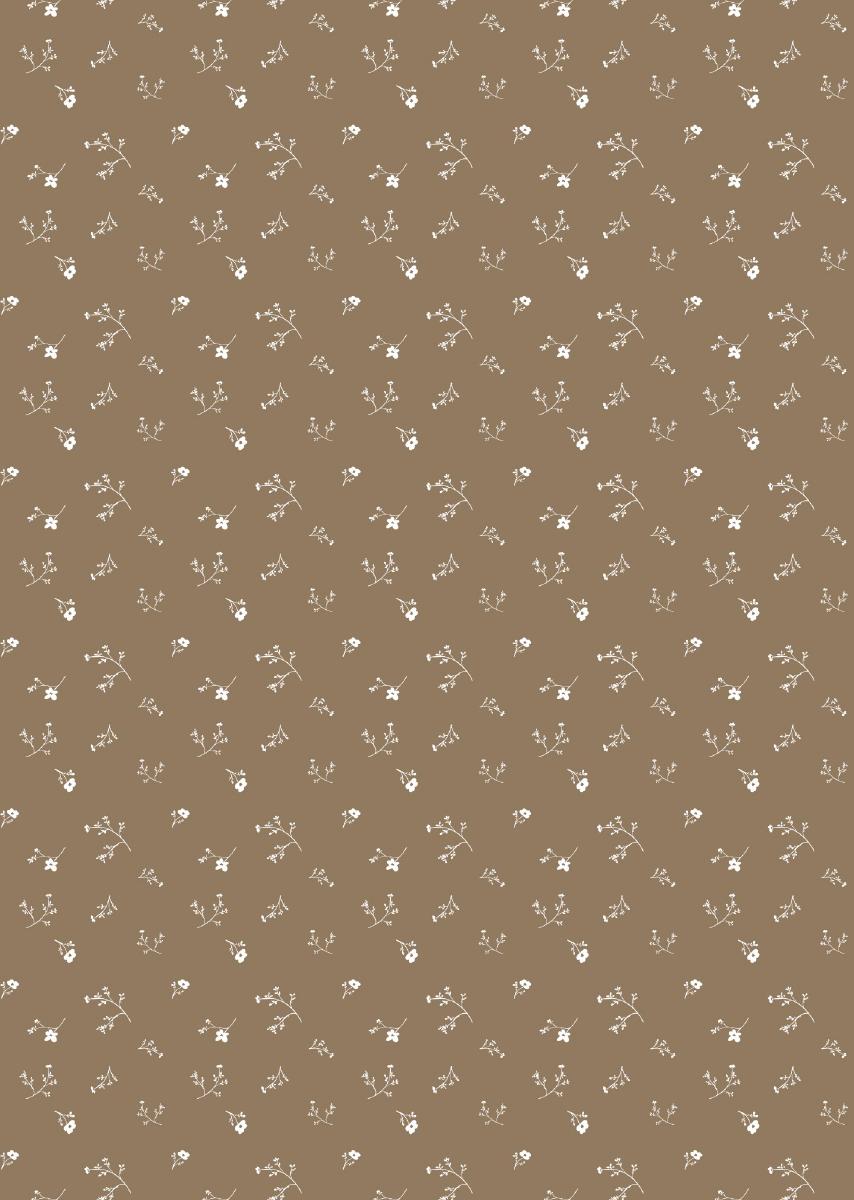 Papier peint chambre enfant Fleurs - Marron & Blanc