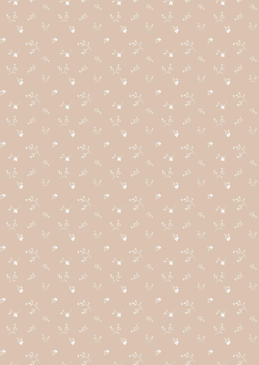 Papier peint chambre enfant Fleurs - Rose nude & Blanc