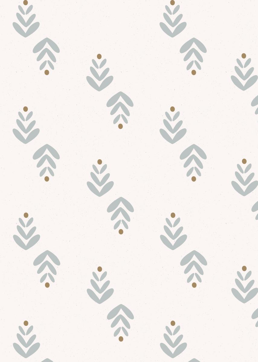 Papier peint chambre enfant Feuilles - Bleu & Cappuccino