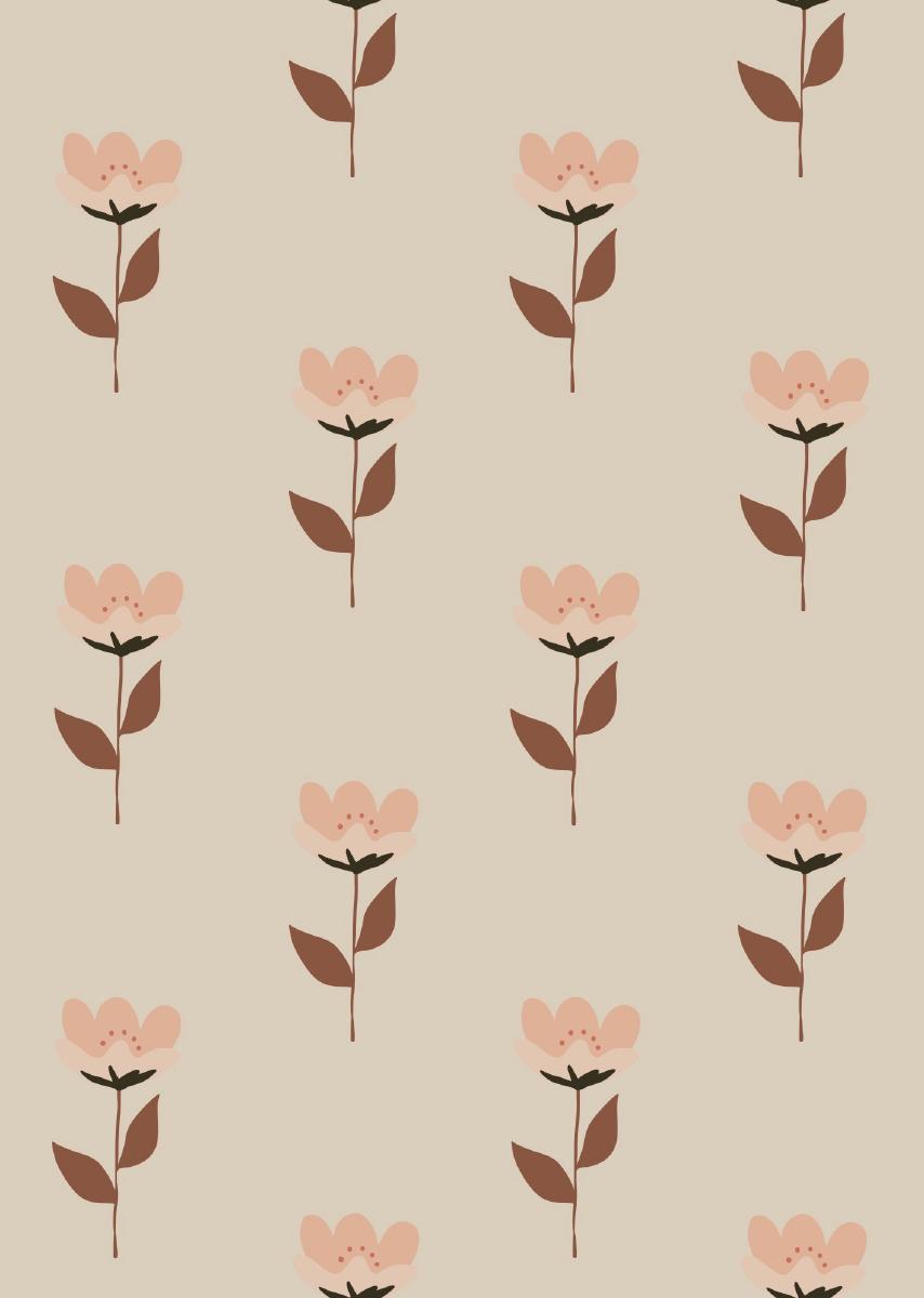 Papier peint chambre enfant Fleurs - Rose nude & Terracotta
