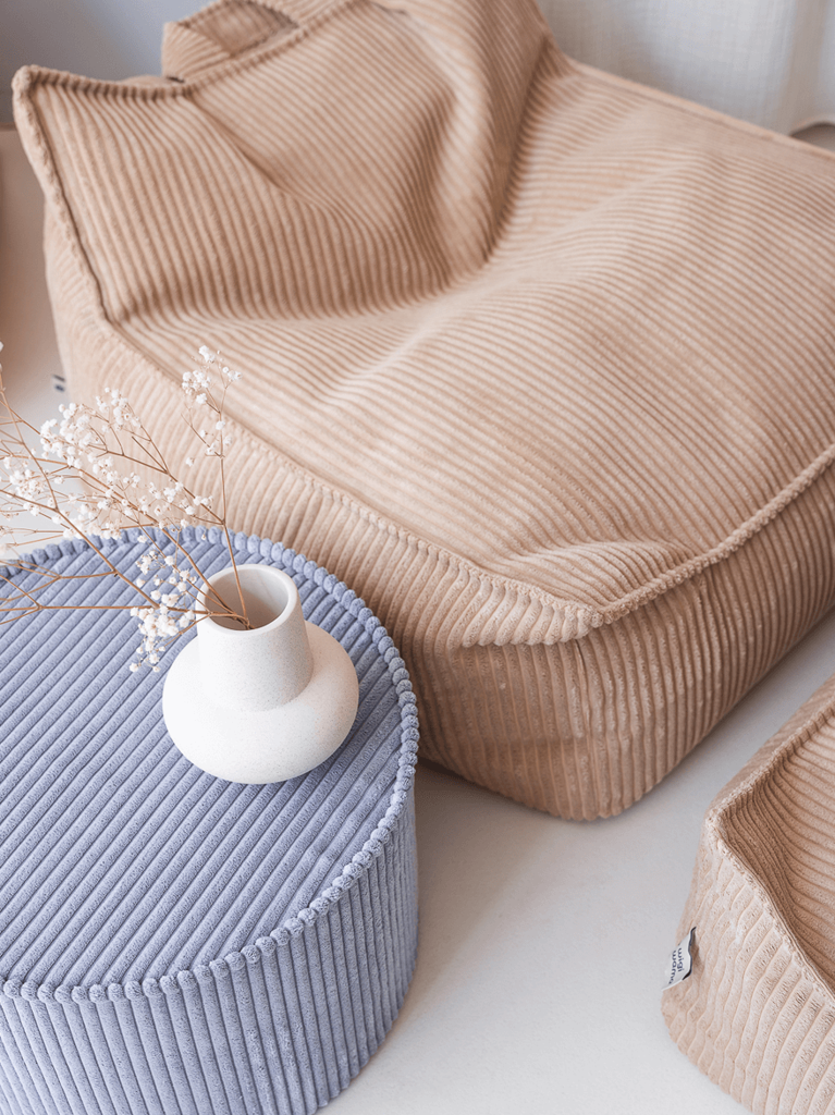 Beige fluwelen fauteuil