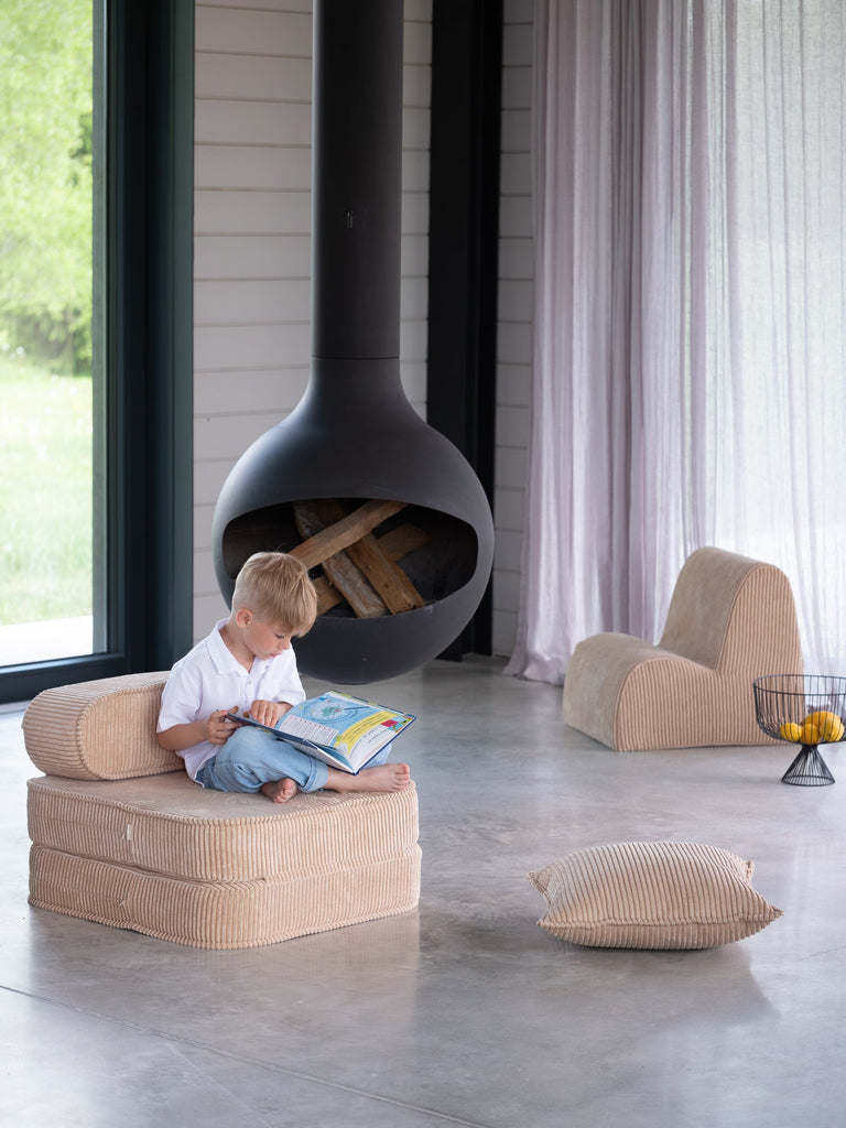 Coussin rectangulaire velours côtelé Beige