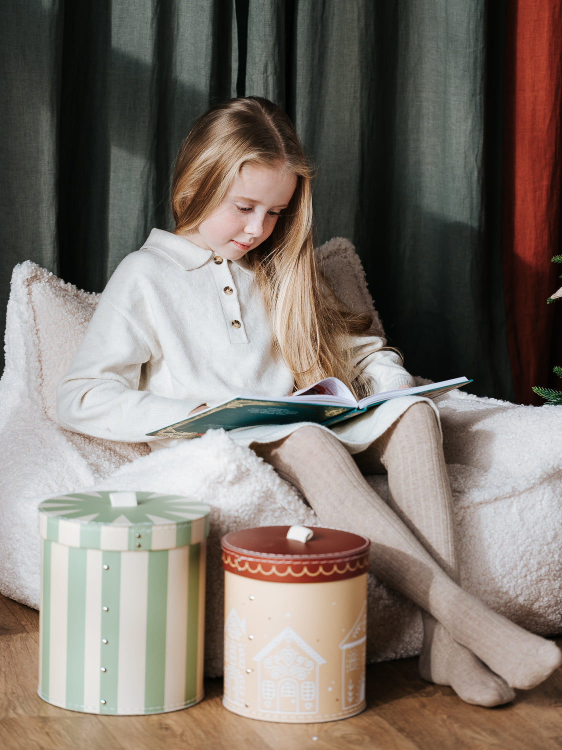 Fauteuil enfant Teddy bouclette Ecru