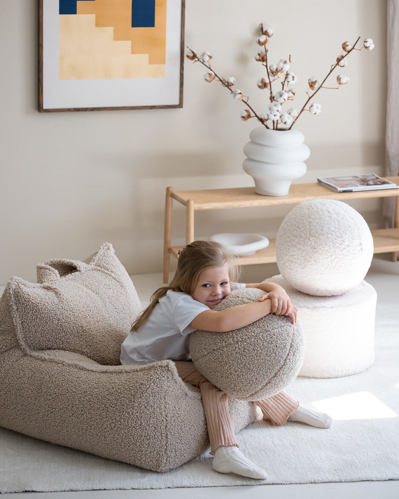 Pouf bouclette blanc