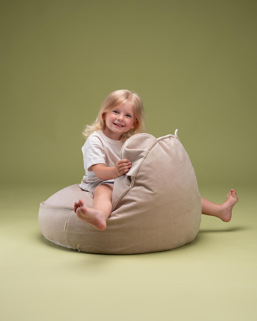 Fauteuil enfant ourson velours Beige