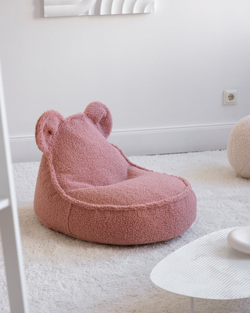 Fauteuil enfant ourson Teddy bouclette Rose