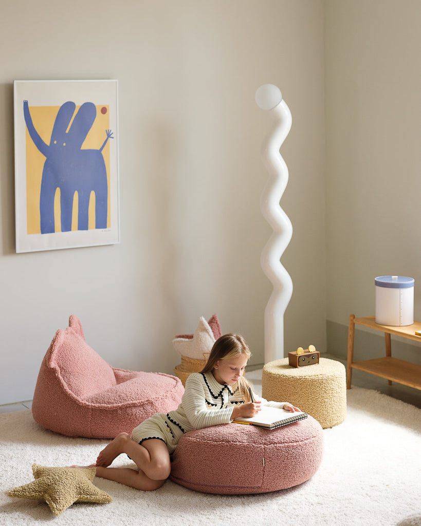 Fauteuil enfant ourson Teddy bouclette Rose